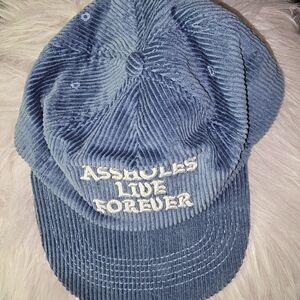 Blue Corduroy Hat With Embr